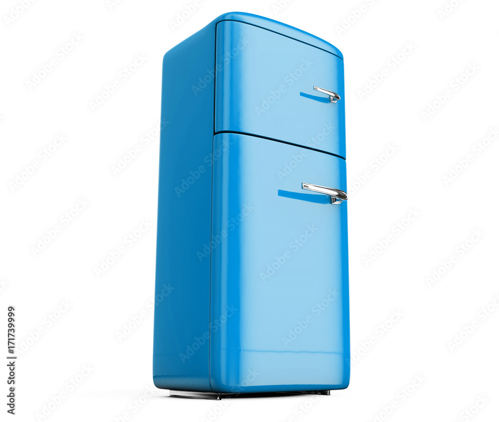 Retro fridge isolated on white bacground 3d render Retro fridge isolated on white bacground 3d render