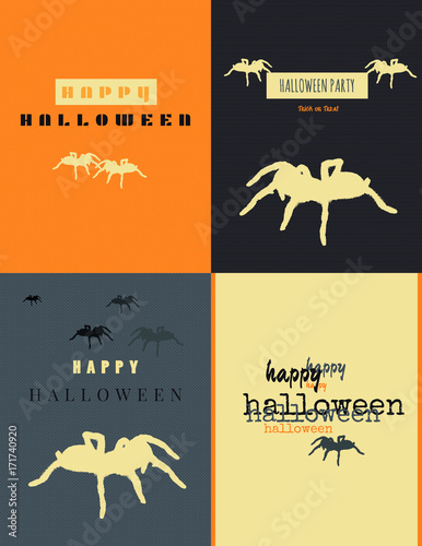Happy Halloween Karte, Spinne, Vektor