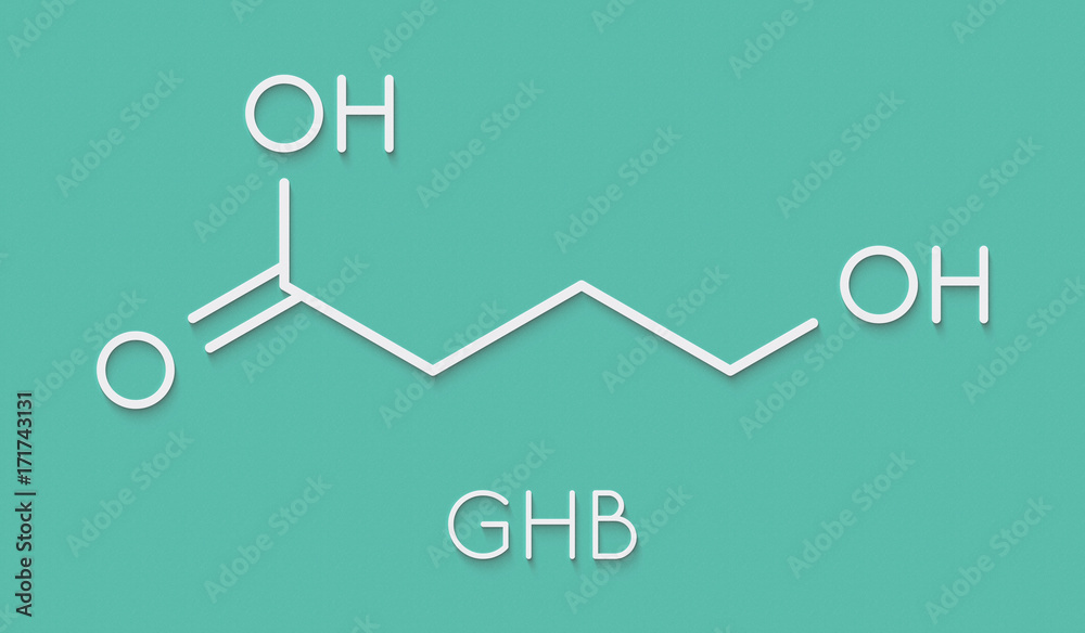 Gamma-hydroxybutyric acid (GHB, oxybate, liquid ecstasy) molecule ...