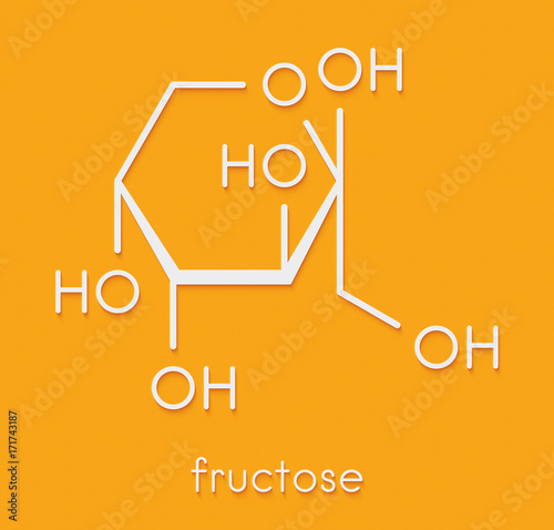 Fotografia Fructose (D-fructose) fruit sugar molecule
