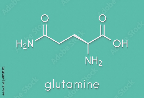 Glutamine (l-glutamine, Gln, Q) amino acid molecule. Skeletal formula. photo