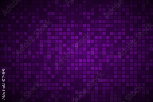 Dark purple abstract background with transparent squares, mosaic look, vector illustration