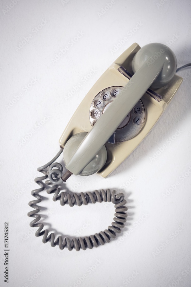 Overhead view of landline phone Overhead view of landline phone