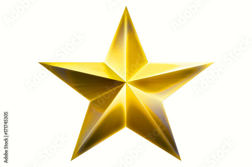 Golden Star award for game isolated on white Background. Star. Star Award.  isolated on white and clipping path  3D illustration.