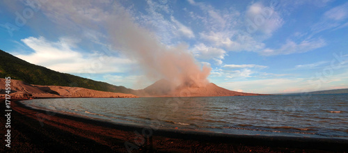 Eruption of Tavurvur volcano at Rabaul, New Britain island, Papua New Guinea