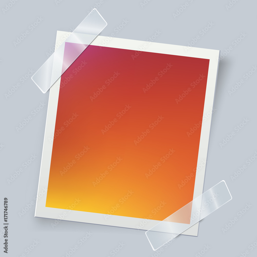 Modern colorful photo frame attached with adhesive tape. Sweet memories concept. Modern colorful photo frame attached with adhesive tape. Sweet memories concept.
