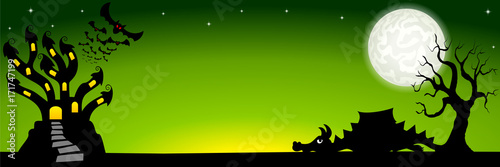 Halloween Banner mit einem Spuckschloss