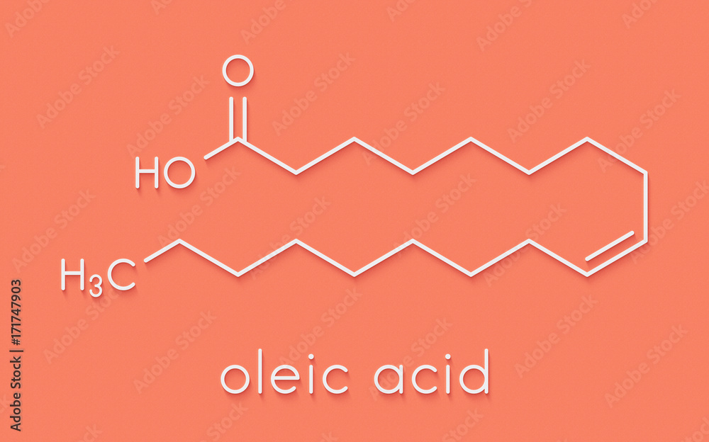 Oleic acid (omega9, cis) fatty acid. Common in animal fats and