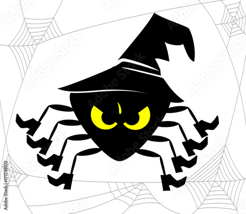 gruselige Halloween Spinne mit Hut