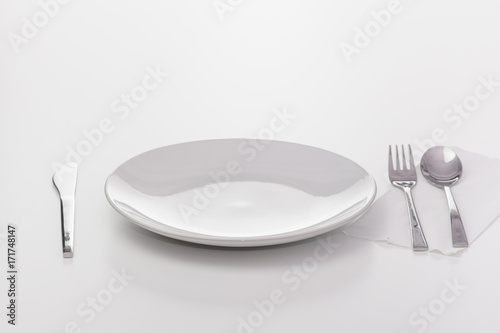 White empty plate. Isolated on white background
