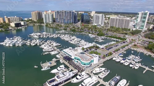 Aerial view of the Sarasota downtown and marina, Florida.