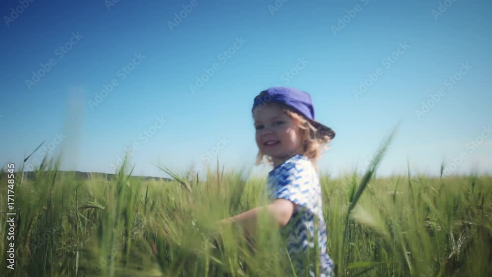 4k Happy Child Running in Wheat Fields 4k Happy Child Running in Wheat Fields