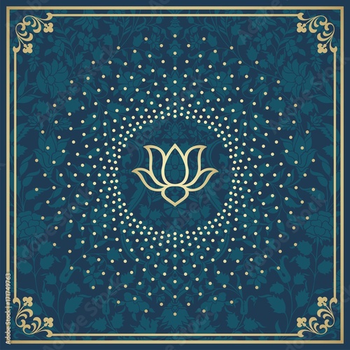 Fototapeta Naklejka Na Ścianę i Meble -  water lily, wedding card design, royal India