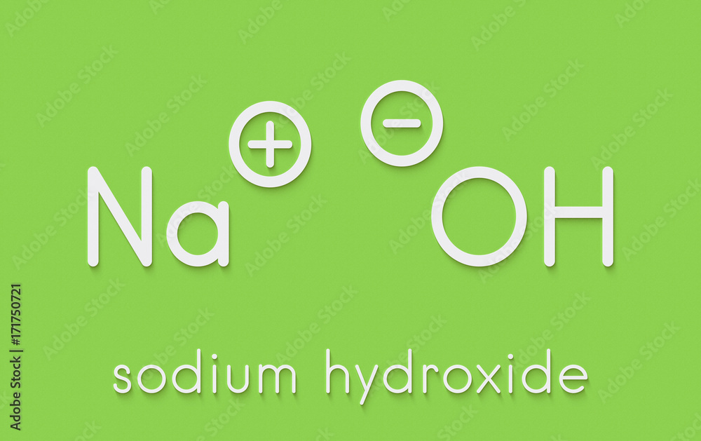 Fototapeta premium Sodium hydroxide (lye, caustic soda), chemical structure. Skeletal formula.