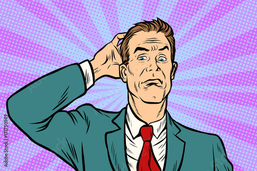 Businessman puzzled and confused