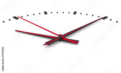 3D render, 3d illustration. Abstract clock, dial with a marking and arrows. 