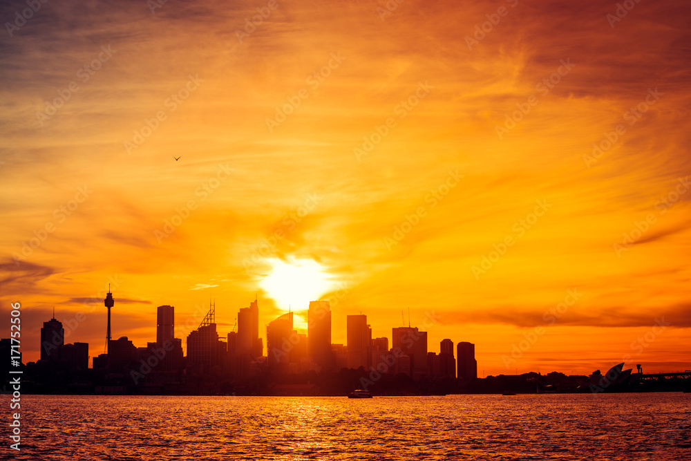 Sydney city skyline silhouette