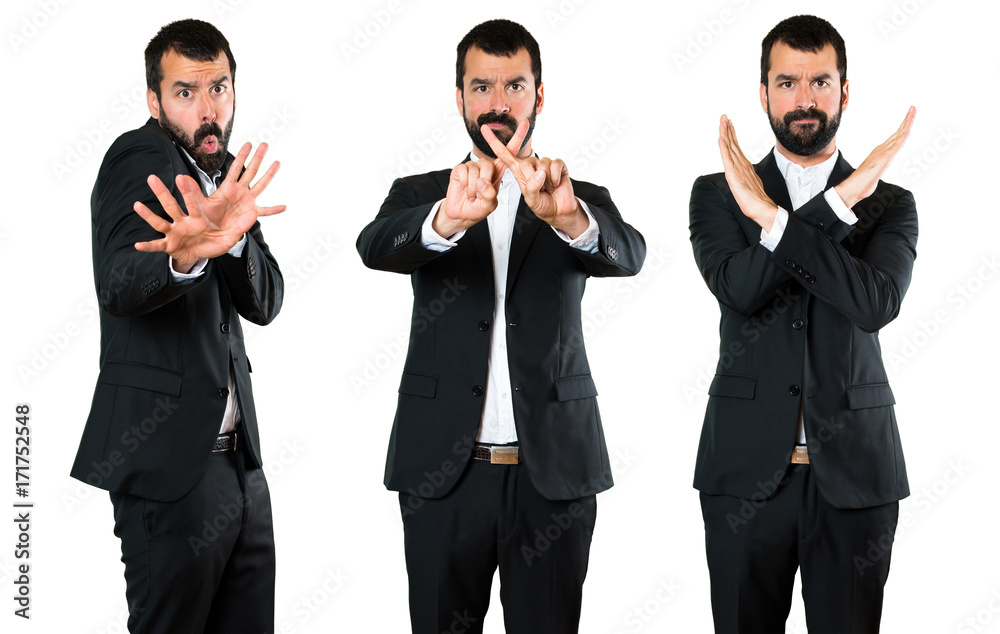 Set of Handsome businessman making NO gesture Set of Handsome businessman making NO gesture