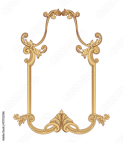 Vintage richly decorated frame in rococo style for menus, ads, a