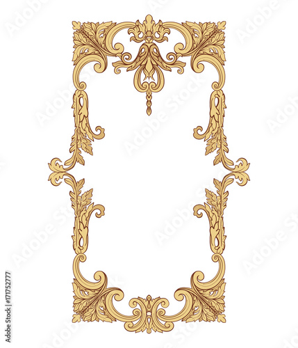 Vintage richly decorated frame in rococo style for menus, ads, a