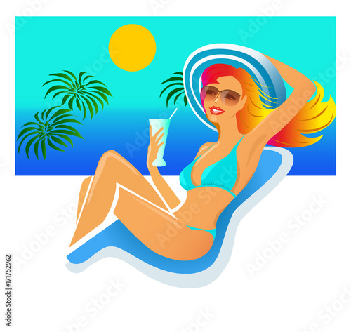 Dreamy girl in a chaise longue