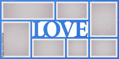 Collage of photo frames vector illustration, background