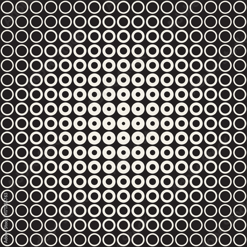 Abstract black and white pattern background. Seamless geometric circle halftone. Stylish modern texture 