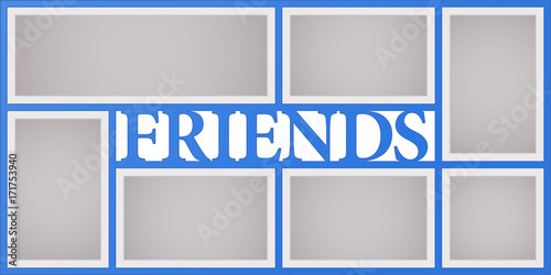 Collage of photo frames vector illustration, background