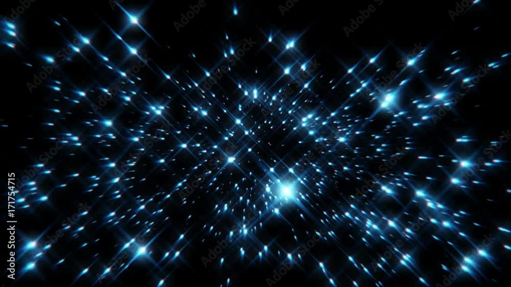 Flight inside a Blue Stars Particles Field Loopable Motion Background Flight inside a Blue Stars Particles Field Loopable Motion Background