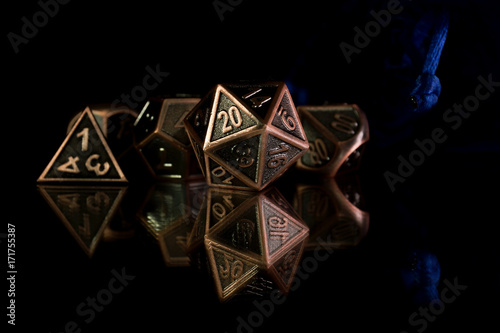 A set of polyhedral dice used for role playing games such as Dungeons & Dragons.