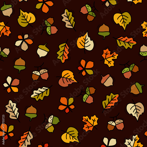 Vector seamless pattern with Leaves and Acorn