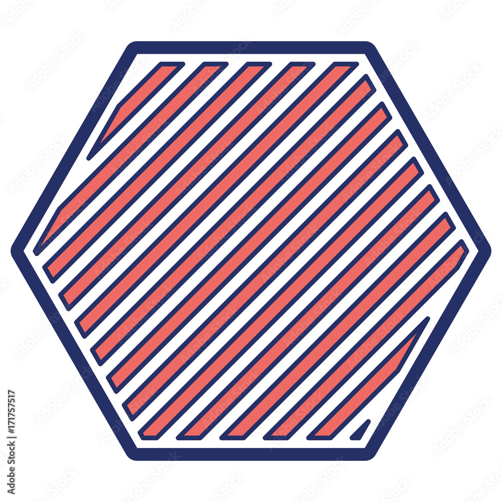 hexagon emblem in color sections silhouette with stripes vector illustration hexagon emblem in color sections silhouette with stripes vector illustration