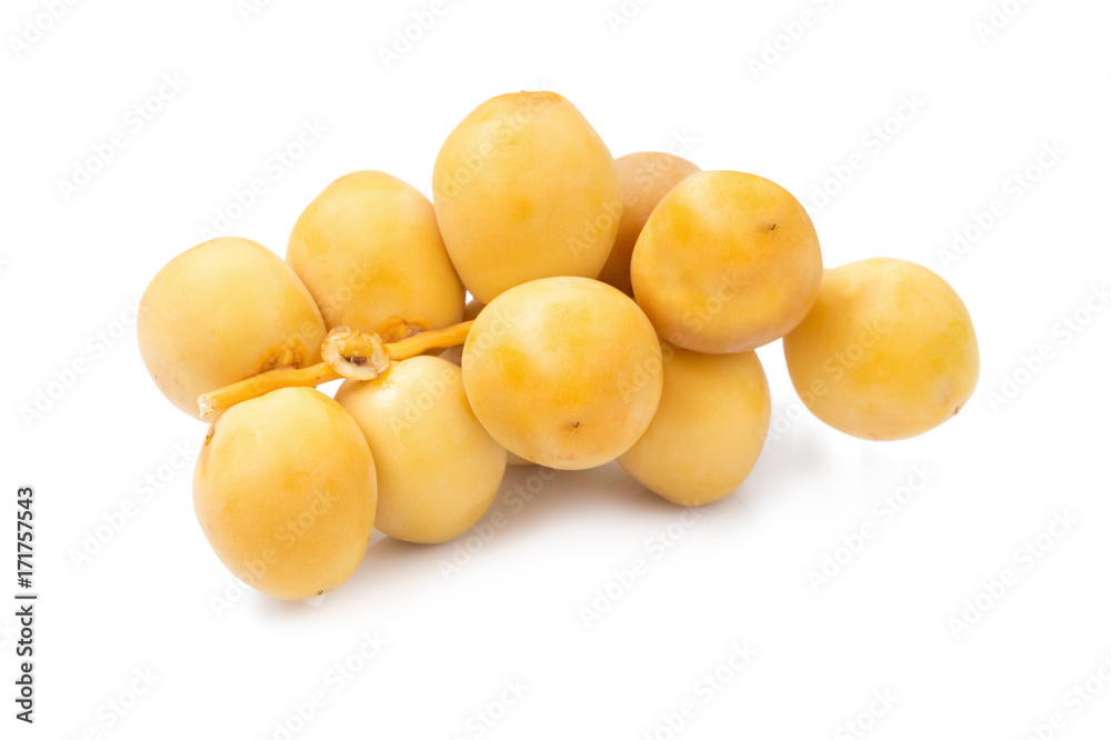 yellow raw dates isolated on white background yellow raw dates isolated on white background