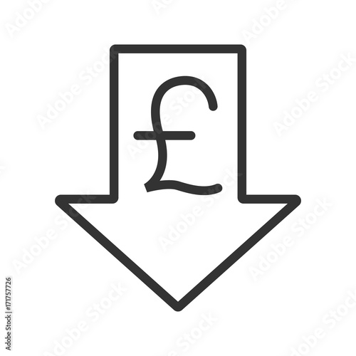Pound rate falling linear icon
