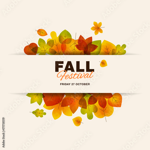 Fall festival modern minimalist vector poster template. photo