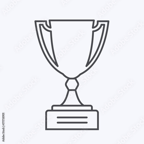 Champion trophy cup linear icon. Winner award line illustration.