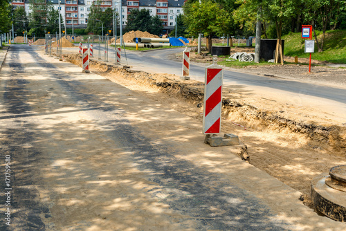 Road works traffic signs photo