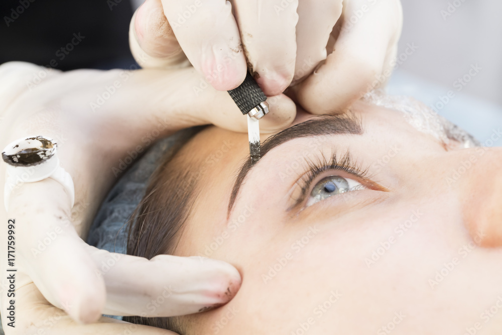 Microblading eyebrows workflow in a beauty salon Microblading eyebrows workflow in a beauty salon