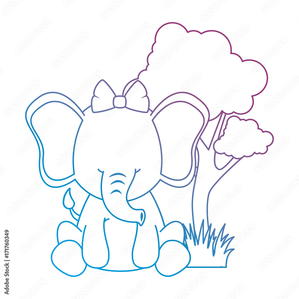 Obraz premium cute elephant in landscape