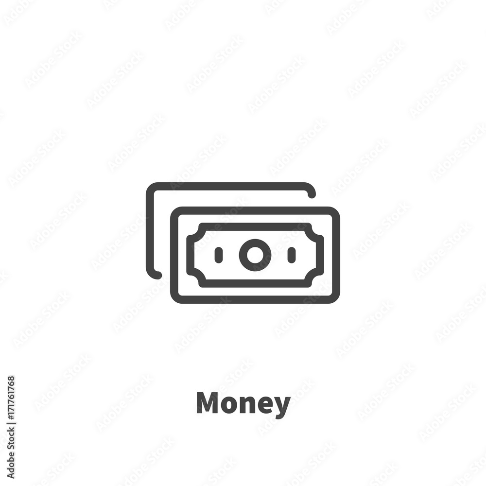 Money icon, vector symbol in line style isolated on white background. Editable stroke 48x48 pixel perfect. Money icon, vector symbol in line style isolated on white background. Editable stroke 48x48 pixel perfect.
