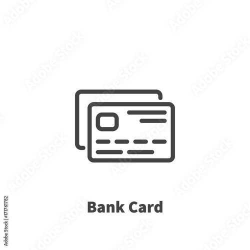 Bank Card icon, vector symbol in line style isolated on white background. Editable stroke 48x48 pixel perfect.