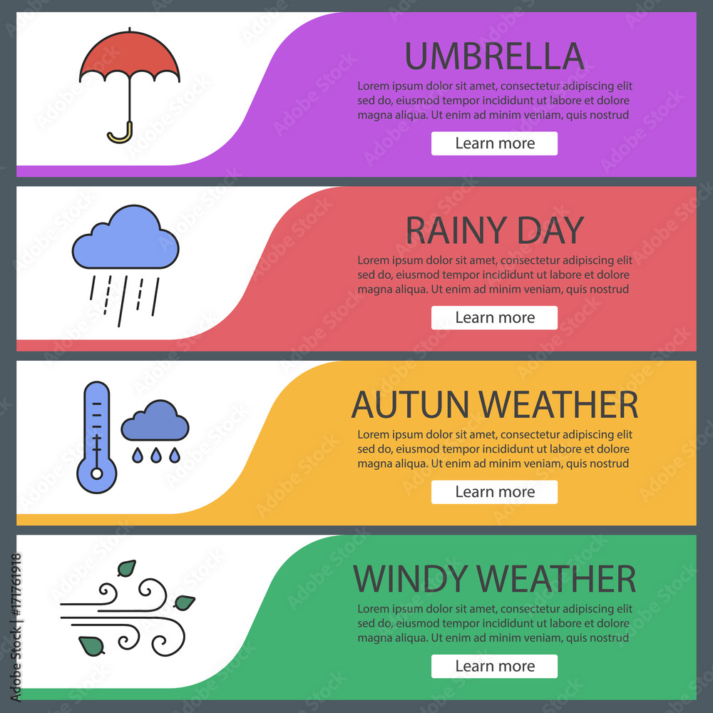 Naklejka premium Autumn weather web banner templates set
