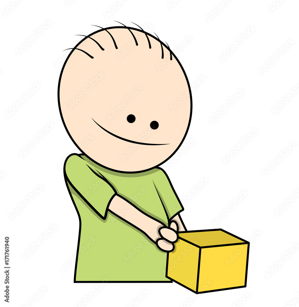 Cartoon Kid Character Holding a Gift Box Cartoon Kid Character Holding a Gift Box