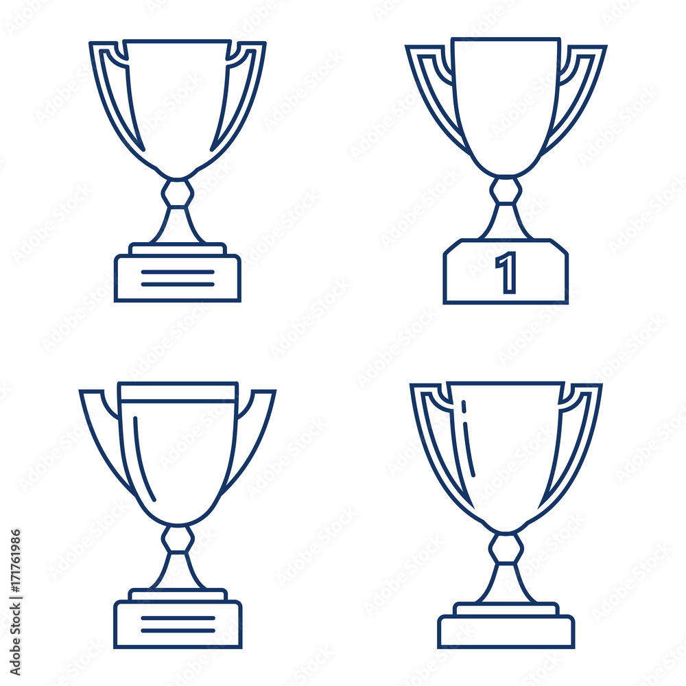 Champion trophy cup linear icons. Winner award line illustration. Champion trophy cup linear icons. Winner award line illustration.
