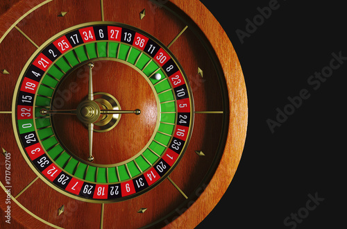 Roulette table. Roulete on black background. 3D rendering. 
