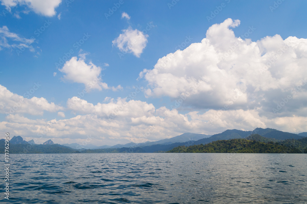 Beautiful mountains lake river sky and natural attractions in Ratchaprapha Dam at Khao Sok National Park, Surat Thani Province, Thailand Beautiful mountains lake river sky and natural attractions in Ratchaprapha Dam at Khao Sok National Park, Surat Thani Province, Thailand
