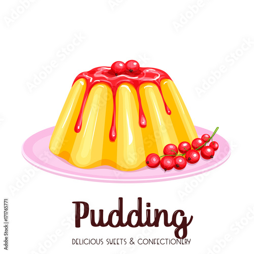 Vanilla pudding with syrup