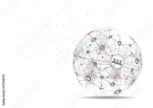 Global business network connection. World map point and line composition concept of global business. Vector Illustration