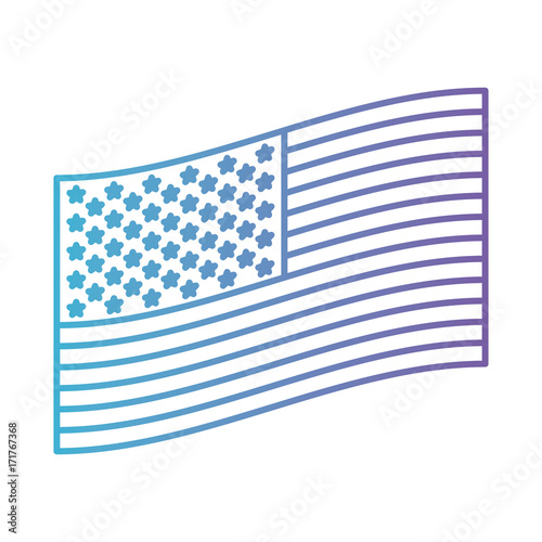 flag united states of america flat side design in color gradient silhouette from purple to blue vector illustration
