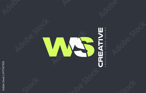 green letter ws w s combination logo icon company design joint joined